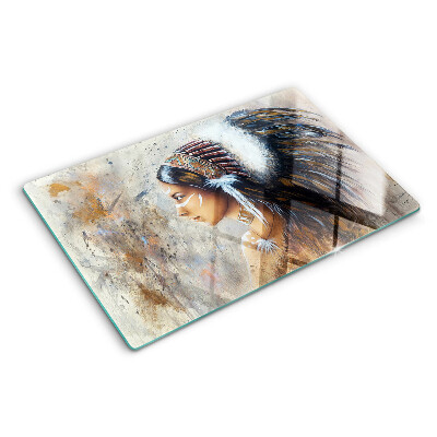 Szklana deska kuchenna z motywem Indianina w pióropuszu