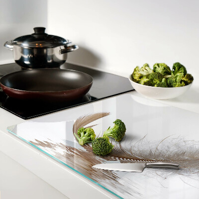 Deska kuchenna szklana z motywem pióra na tle wody