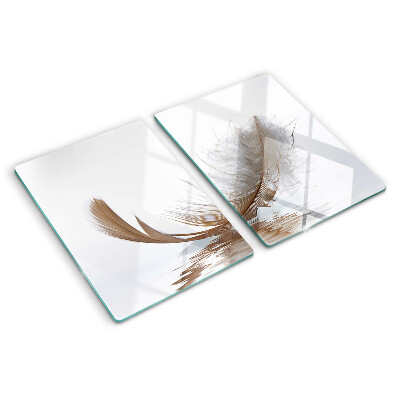 Deska kuchenna szklana z motywem pióra na tle wody