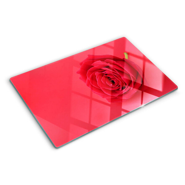 Deska kuchenna szklana z motywem czerwonej róży na tle