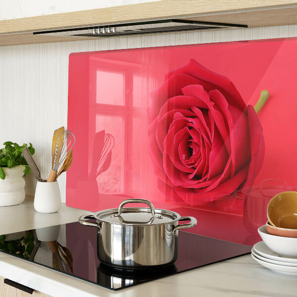 Deska kuchenna szklana z motywem czerwonej róży na tle