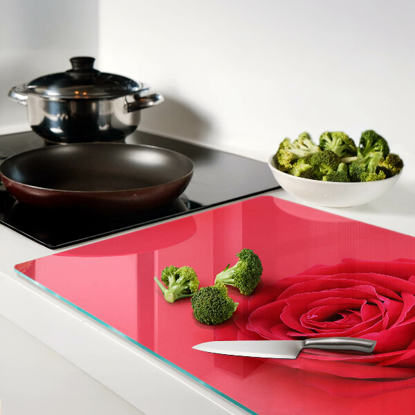 Deska kuchenna szklana z motywem czerwonej róży na tle