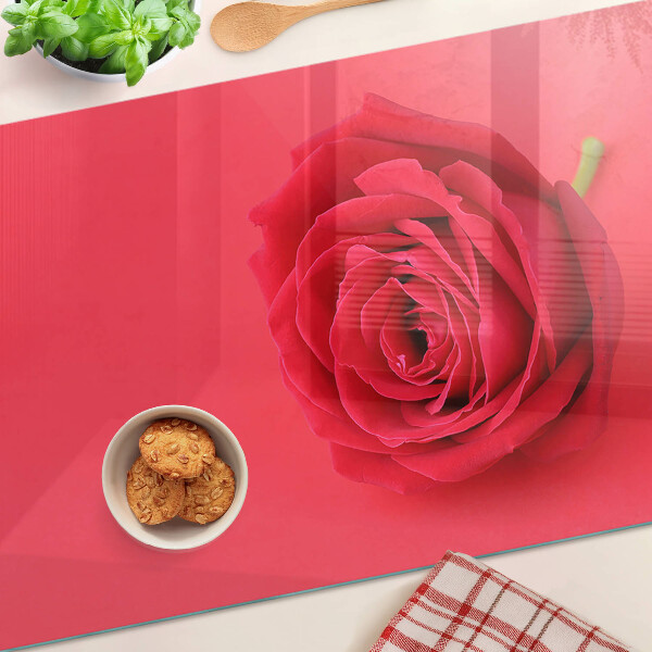 Deska kuchenna szklana z motywem czerwonej róży na tle