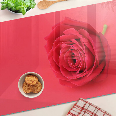 Deska kuchenna szklana z motywem czerwonej róży na tle