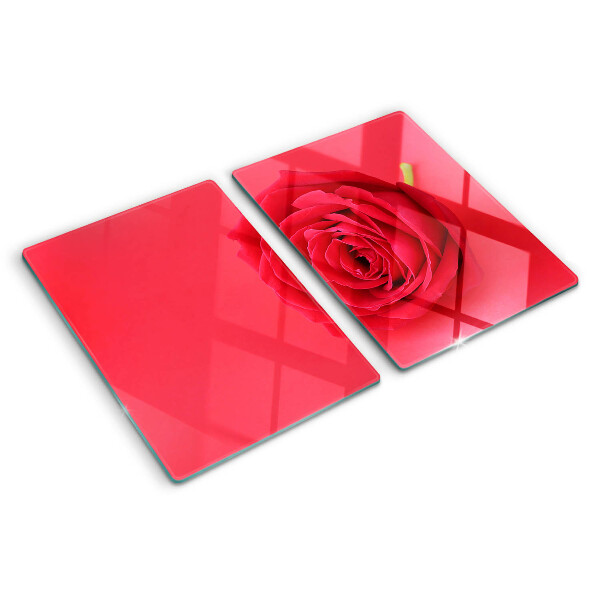 Deska kuchenna szklana z motywem czerwonej róży na tle
