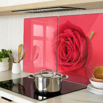 Deska kuchenna szklana z motywem czerwonej róży na tle