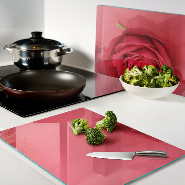 Deska kuchenna szklana z motywem czerwonej róży na tle