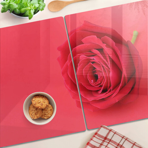 Deska kuchenna szklana z motywem czerwonej róży na tle