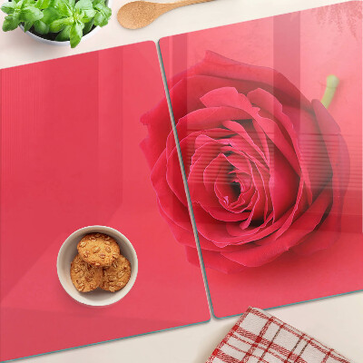 Deska kuchenna szklana z motywem czerwonej róży na tle