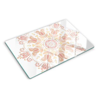 Szklana deska do krojenia z motywem mandali w odcieniach różu