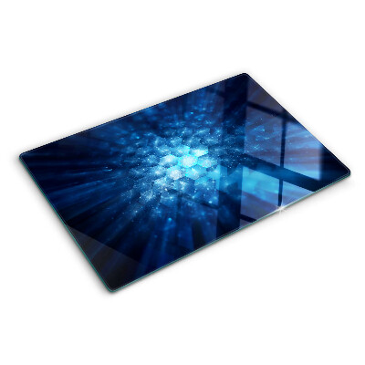 Szklana deska kuchenna z nadrukiem w formie niebieskich promieni świetlnych