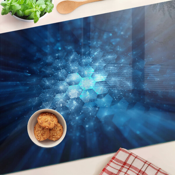 Szklana deska kuchenna z nadrukiem w formie niebieskich promieni świetlnych