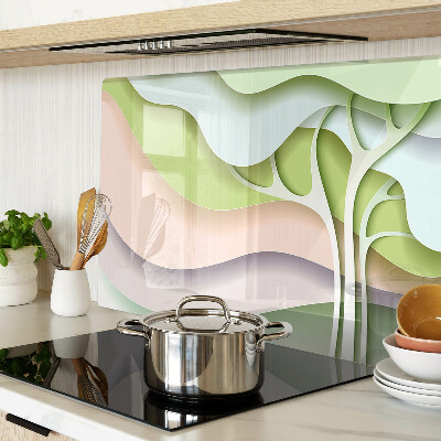 Szklana deska do krojenia z motywem abstrakcyjnych fal w pastelowych kolorach