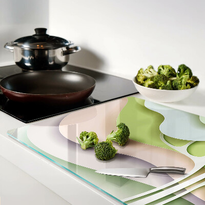 Szklana deska do krojenia z motywem abstrakcyjnych fal w pastelowych kolorach