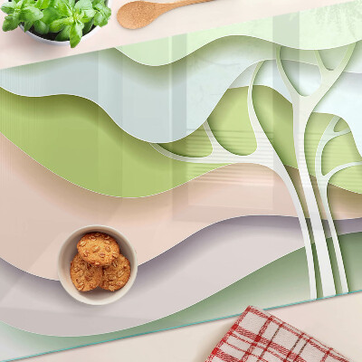 Szklana deska do krojenia z motywem abstrakcyjnych fal w pastelowych kolorach