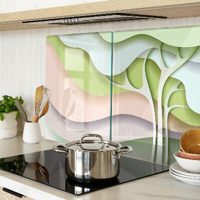 Szklana deska do krojenia z motywem abstrakcyjnych fal w pastelowych kolorach