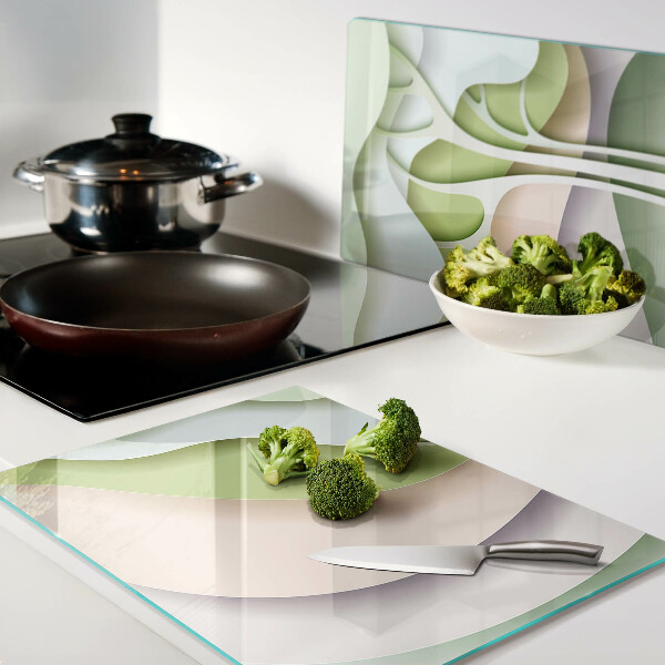 Szklana deska do krojenia z motywem abstrakcyjnych fal w pastelowych kolorach