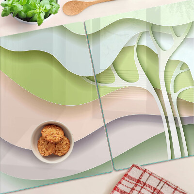 Szklana deska do krojenia z motywem abstrakcyjnych fal w pastelowych kolorach