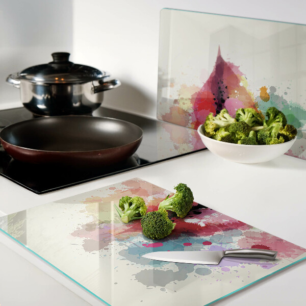 Szklana deska kuchenna z nadrukiem z ust w kolorowych plamach