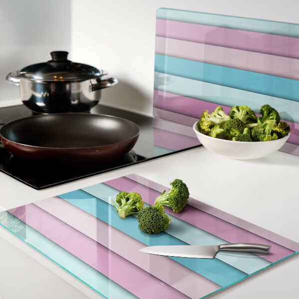 Szklana deska kuchenna z motywem geometrycznym w pastelowych kolorach