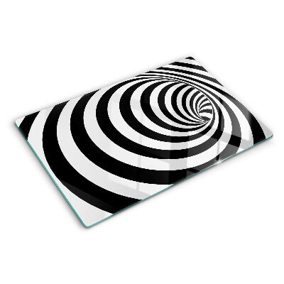 Deska kuchenna szklana z motywem spiralnym w czerni i bieli