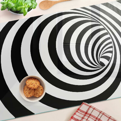 Deska kuchenna szklana z motywem spiralnym w czerni i bieli