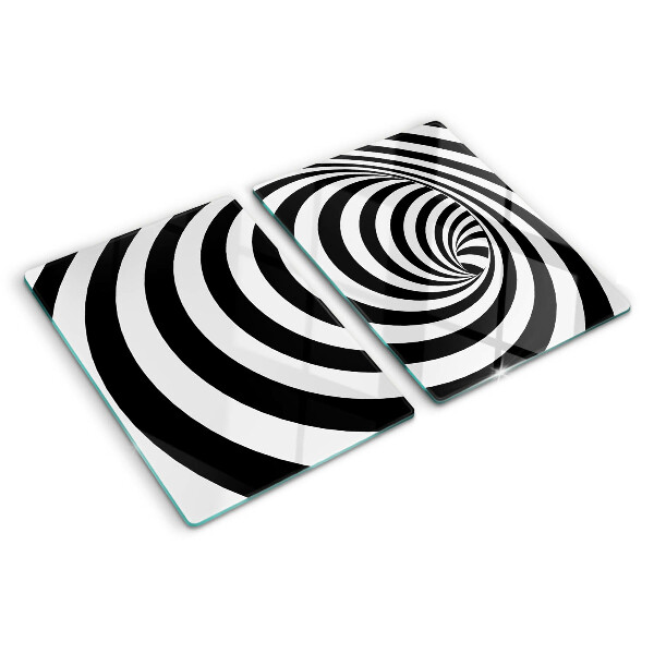 Deska kuchenna szklana z motywem spiralnym w czerni i bieli