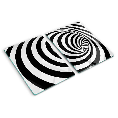 Deska kuchenna szklana z motywem spiralnym w czerni i bieli