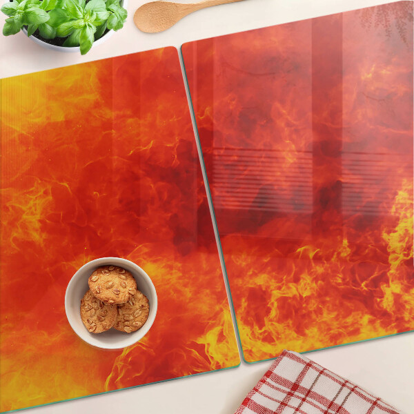 Szklana deska kuchenna z motywem ognia i płomieni