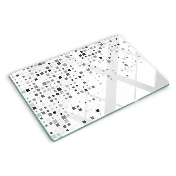 Deska kuchenna szklana z geometrycznym wzorem w odcieniach szarości