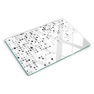 Deska kuchenna szklana z geometrycznym wzorem w odcieniach szarości
