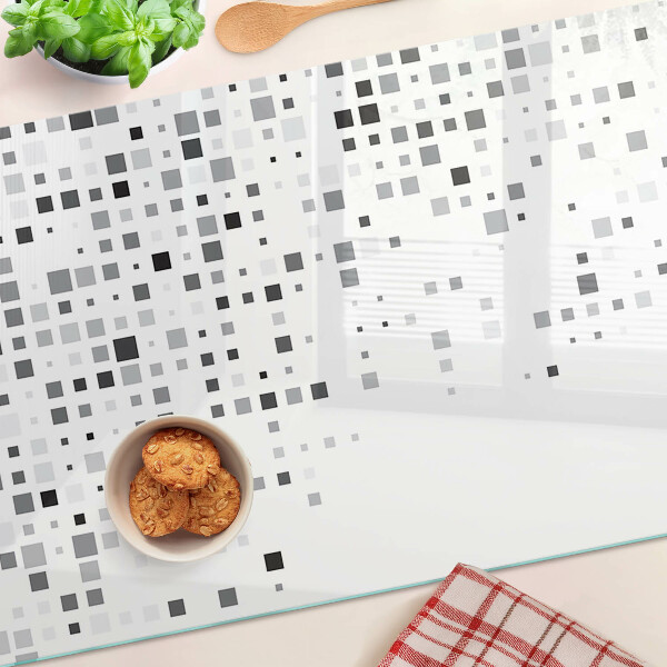 Deska kuchenna szklana z geometrycznym wzorem w odcieniach szarości