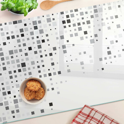 Deska kuchenna szklana z geometrycznym wzorem w odcieniach szarości