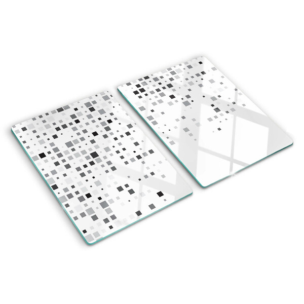 Deska kuchenna szklana z geometrycznym wzorem w odcieniach szarości