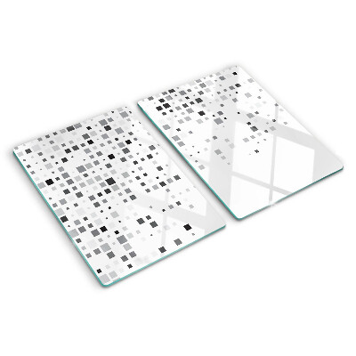 Deska kuchenna szklana z geometrycznym wzorem w odcieniach szarości