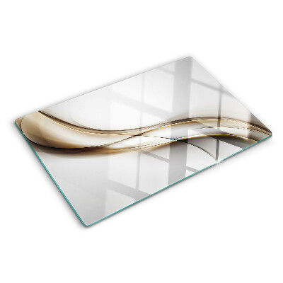 Deska kuchenna szklana z motywem fal w odcieniach beżu