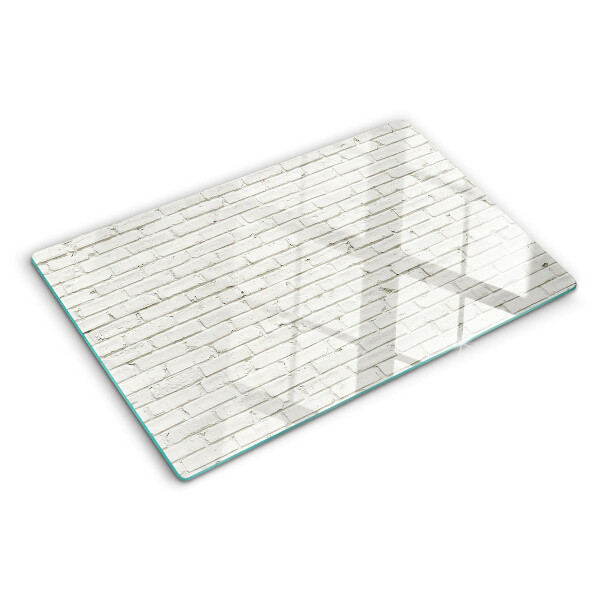 Szklana deska do krojenia z nadrukiem ceglanej ściany w białym kolorze