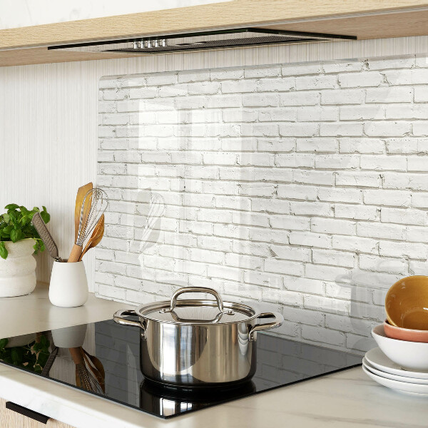 Szklana deska do krojenia z nadrukiem ceglanej ściany w białym kolorze