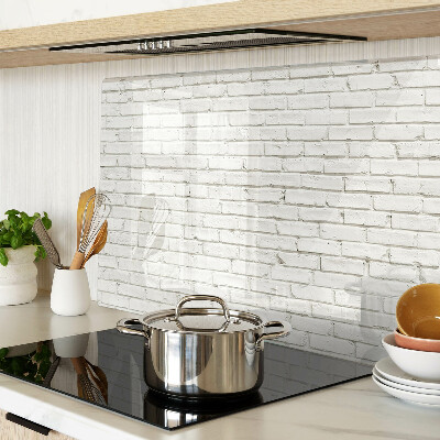 Szklana deska do krojenia z nadrukiem ceglanej ściany w białym kolorze