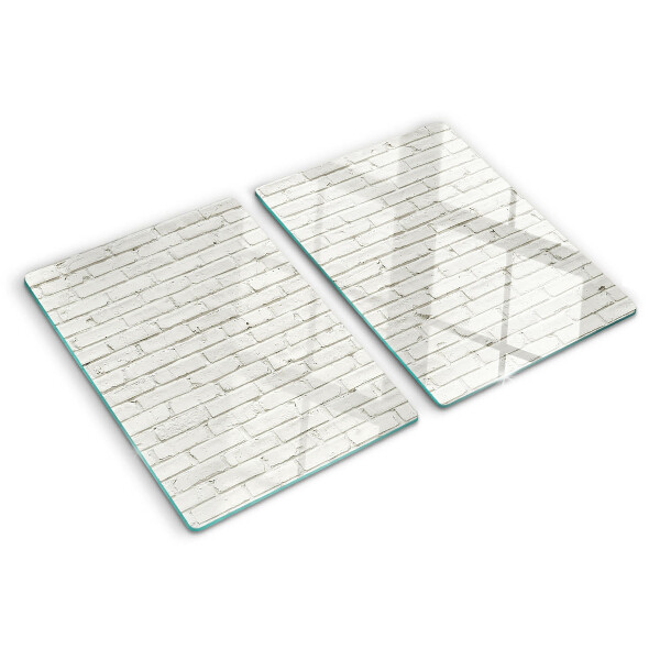 Szklana deska do krojenia z nadrukiem ceglanej ściany w białym kolorze