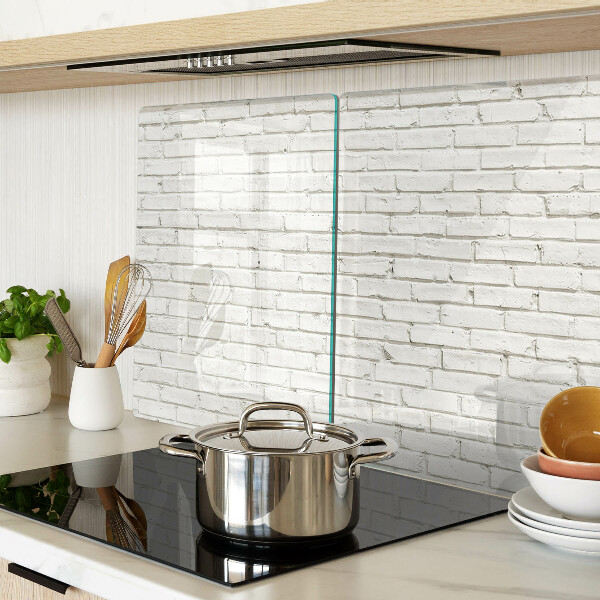 Szklana deska do krojenia z nadrukiem ceglanej ściany w białym kolorze