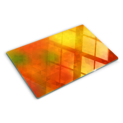 Szklana deska kuchenna z motywem geometrycznym w odcieniach pomarańczu