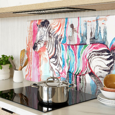 Deska kuchenna szklana Zebra w kolorowych paskach