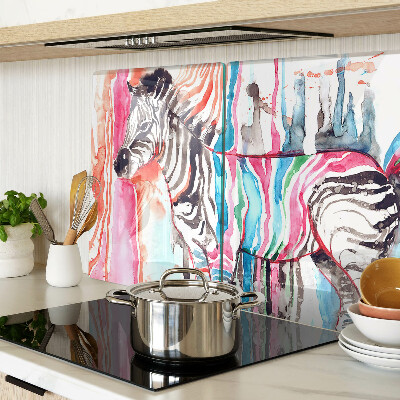 Deska kuchenna szklana Zebra w kolorowych paskach
