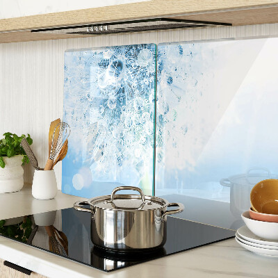 Szklana deska do krojenia z motywem kwiatu dmuchawca z kroplami wody