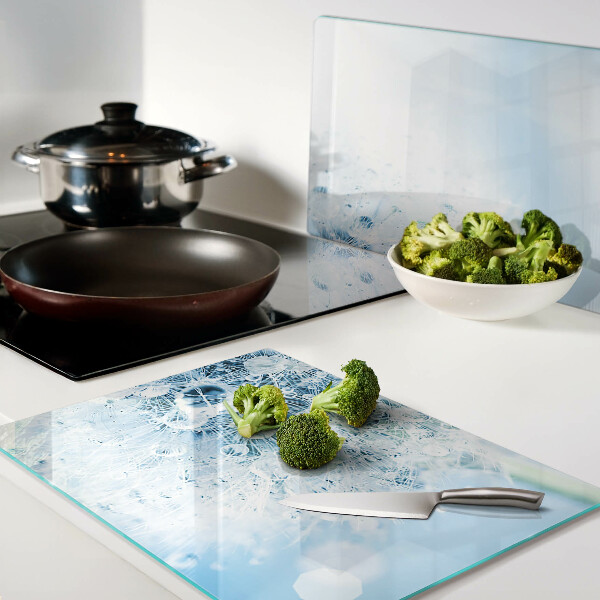 Szklana deska do krojenia z motywem kwiatu dmuchawca z kroplami wody