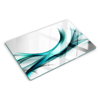 Szklana deska kuchenna z motywem fal w odcieniach niebieskiego