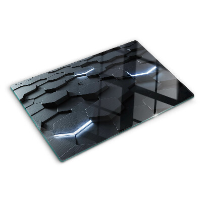 Deska kuchenna szklana z heksagonalnym wzorem i efektem 3D