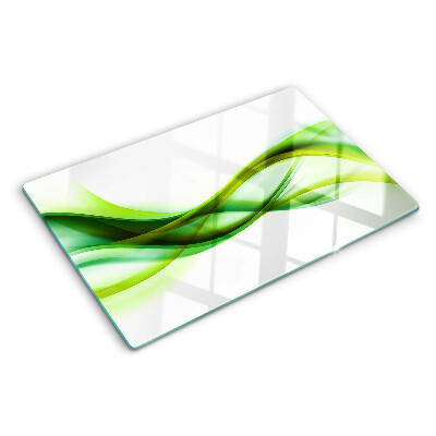 Deska kuchenna szklana z motywem fal w odcieniach zieleni
