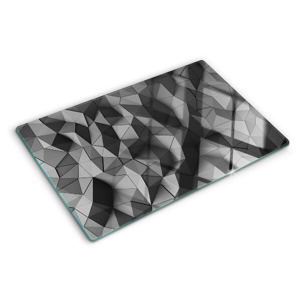 Szklana deska do krojenia z abstrakcyjnym wzorem geometrycznym w odcieniach szarości